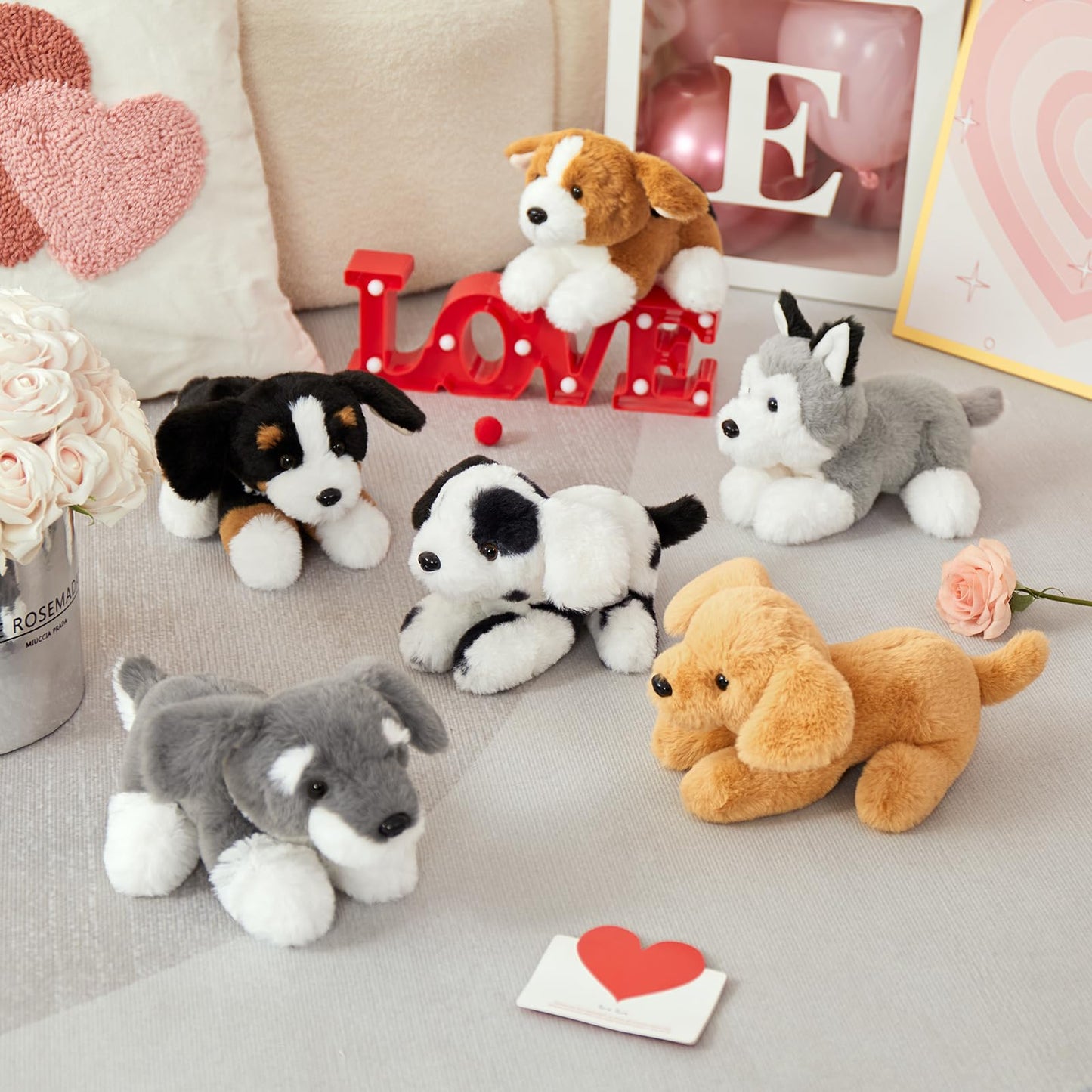 Tezituor 6 Pcs Plush Puppy Set – 11-inch Stuffed Animals for Kids & Parties