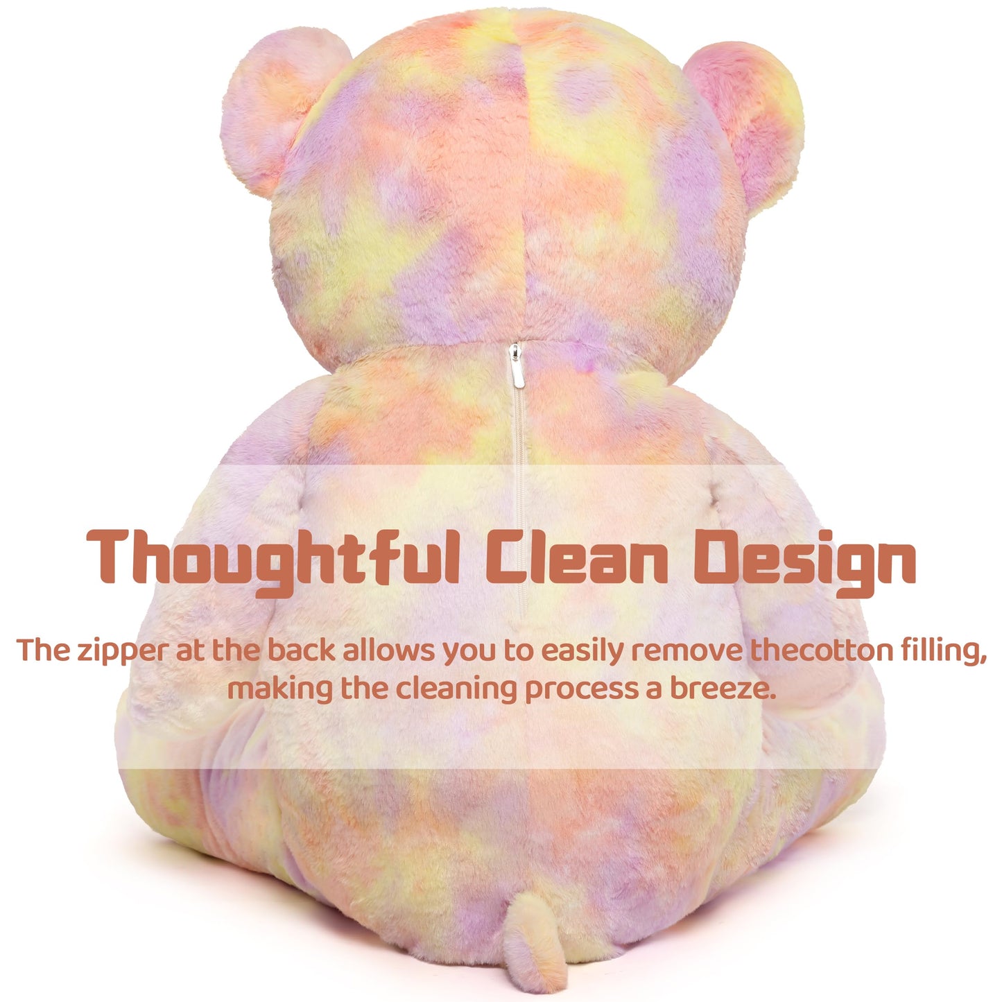 Tezituor 40in Giant Teddy Bear – Rainbow Yellow Plush, Large Huggable Toy for Baby Showers, Christmas & More