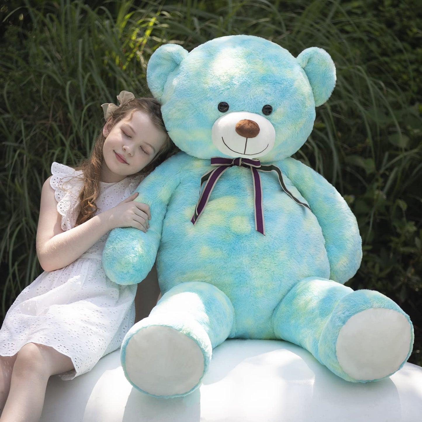 Tezituor 52in Giant Teddy Bear – Life-Size Plush Toy, Rainbow Green Gift for Valentine, Christmas, Birthday