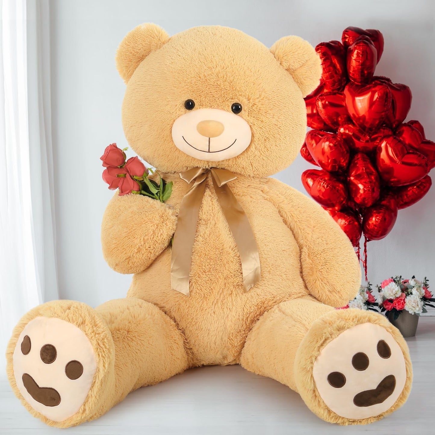Tezituor 59-Inch Giant Teddy Bear – Life-Size Plush for Gifting & Home Decor