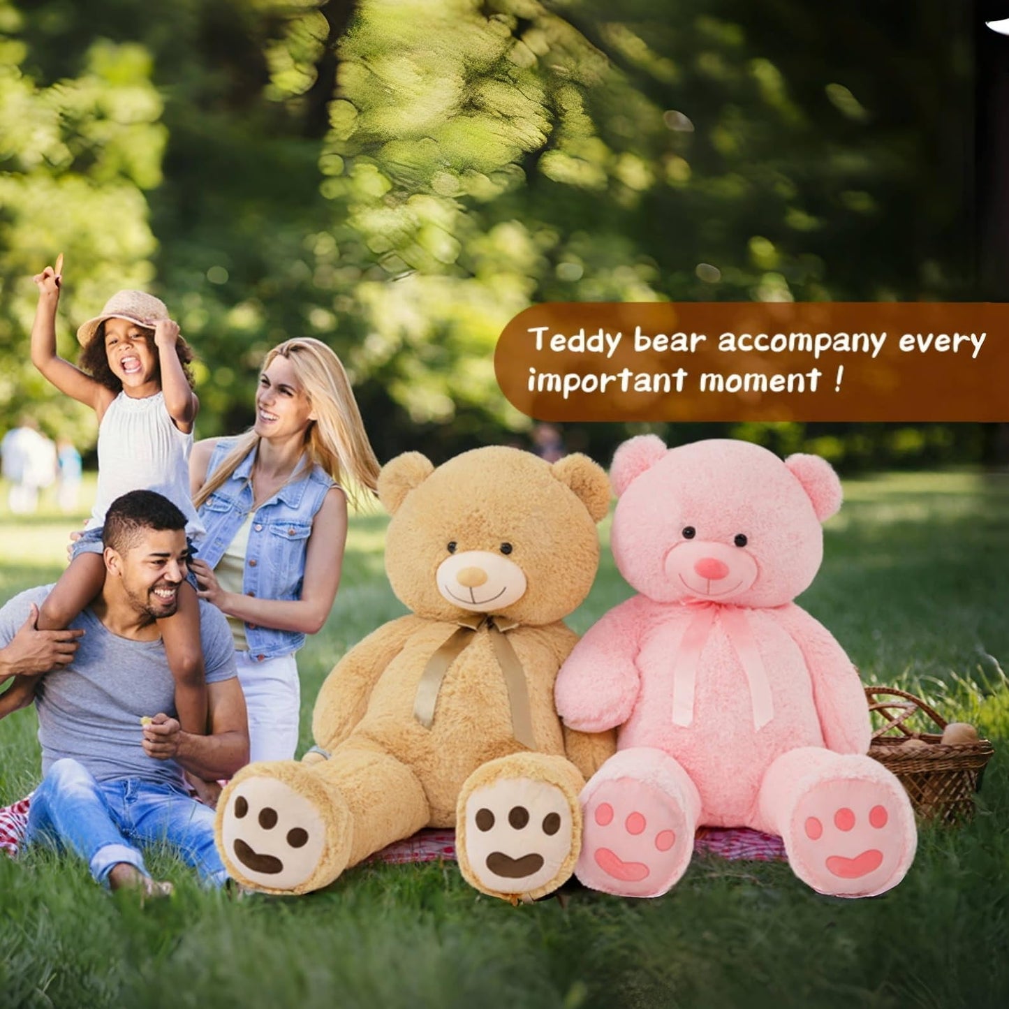 Tezituor 59-Inch Giant Teddy Bear – Life-Size Plush for Gifting & Home Decor