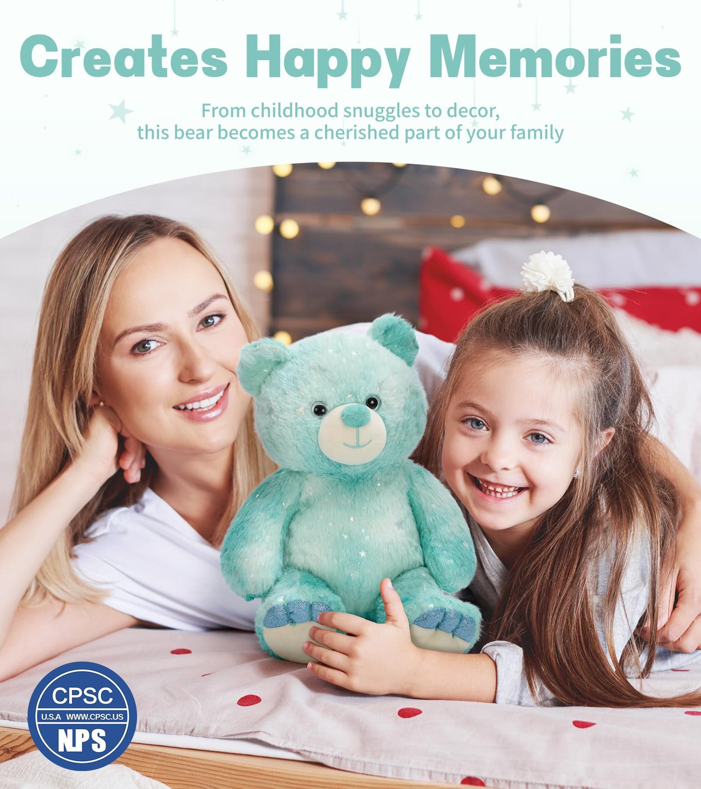 Tezituor Rainbow Bear Plush 13.78in – Soft Teddy, Huggable Gift