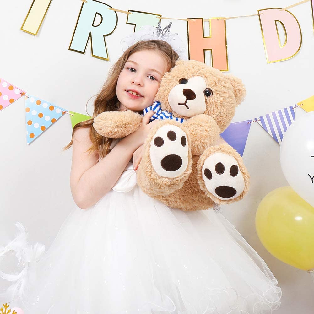 Tezituor 24-Inch Teddy Bear Plush with Scarf | Large Brown Stuffed Animal