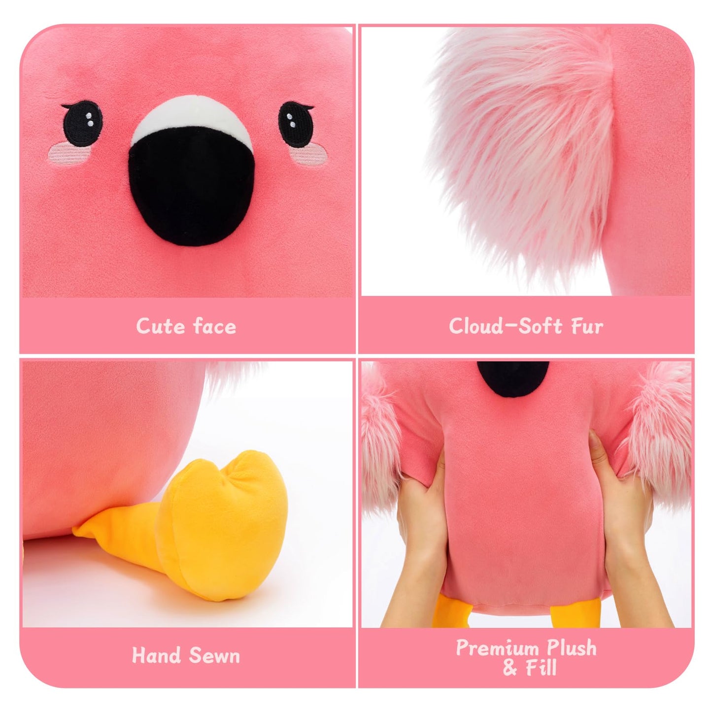 Tezituor Easter Pink Flamingo Stuffed Animal – Soft Plush Flamingo Toy & Zippered Pillow