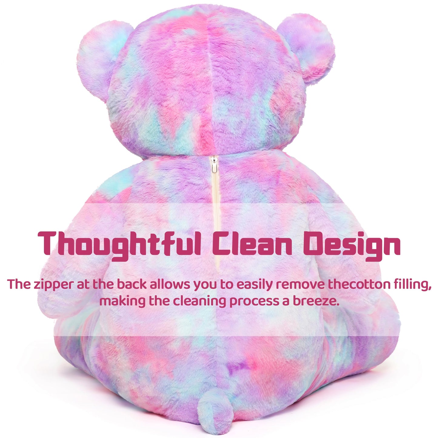 Tezituor 52-Inch Rainbow Purple Teddy Bear – Giant Plush Toy Gift