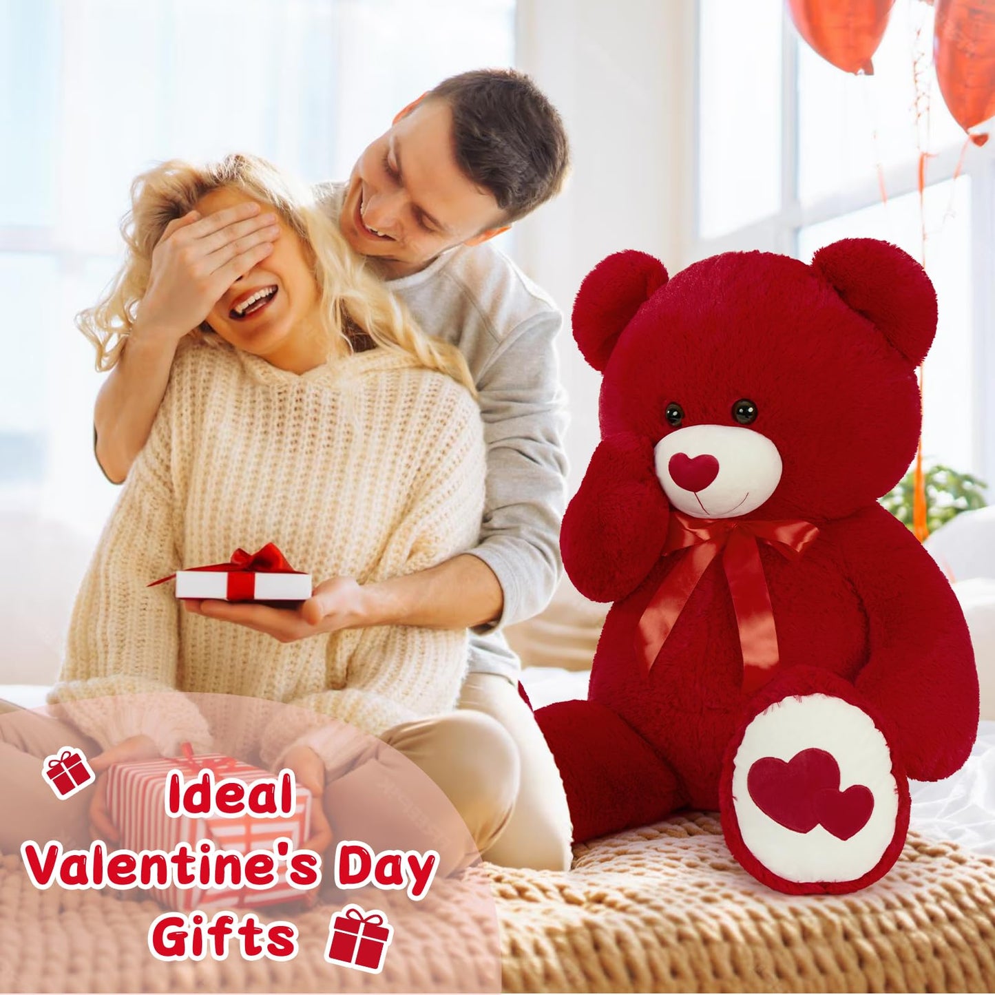 Tezituor 47-Inch Large Teddy Bear with Red Heart – Giant Plush Gift
