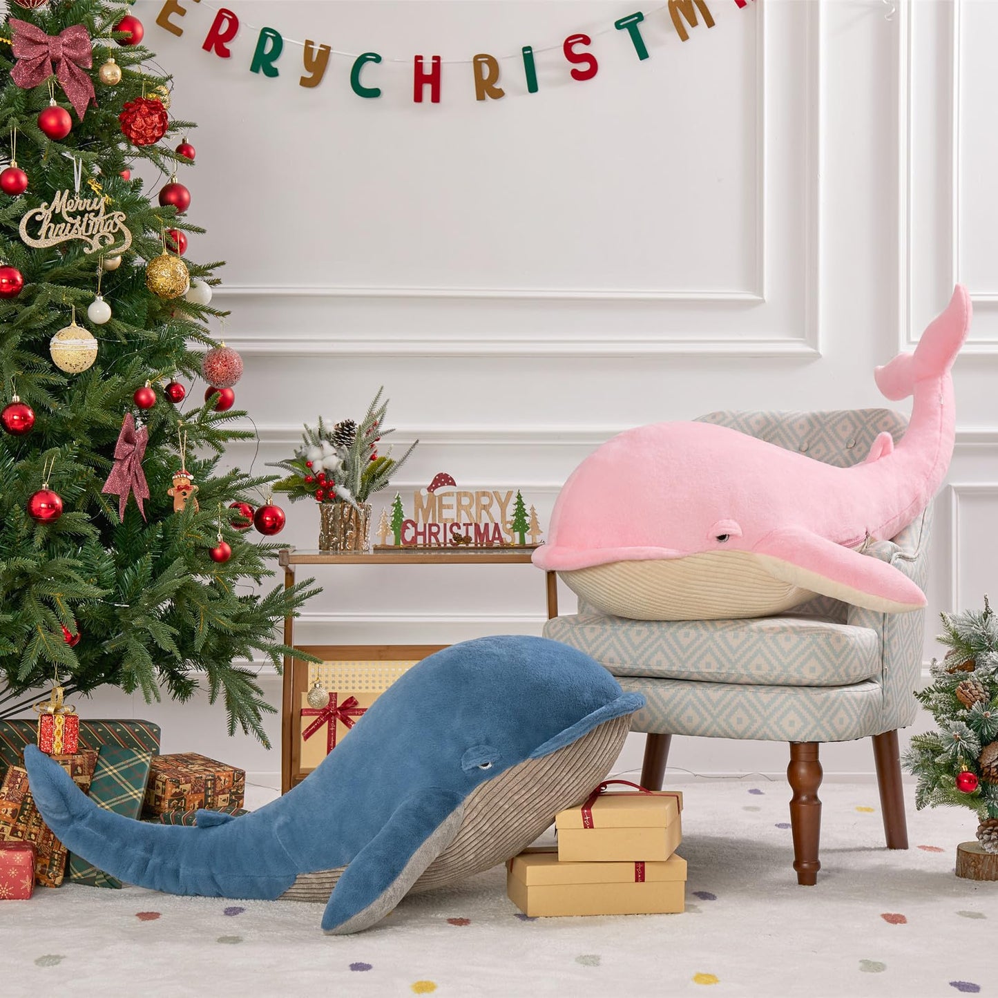 Tezituor 4ft Pink Whale Plush Pillow – Giant Whale Stuffed Animal for Kids & Adults | Home Decor Gift