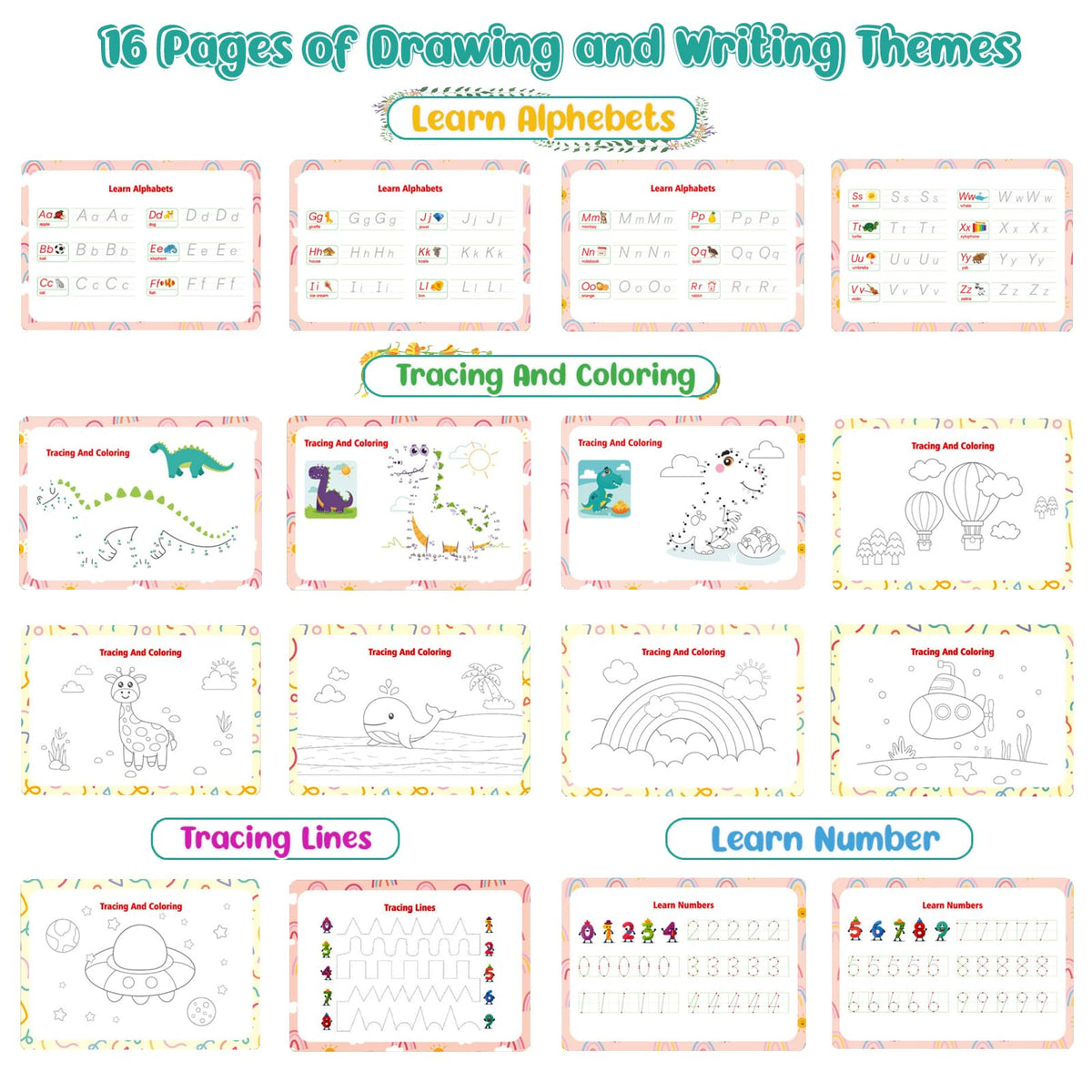 TFS TOP · FANS Montessori Busy Book for Toddlers – 32 Themes, 8 Pens, Preschool Learning Activities (3–5 Years)