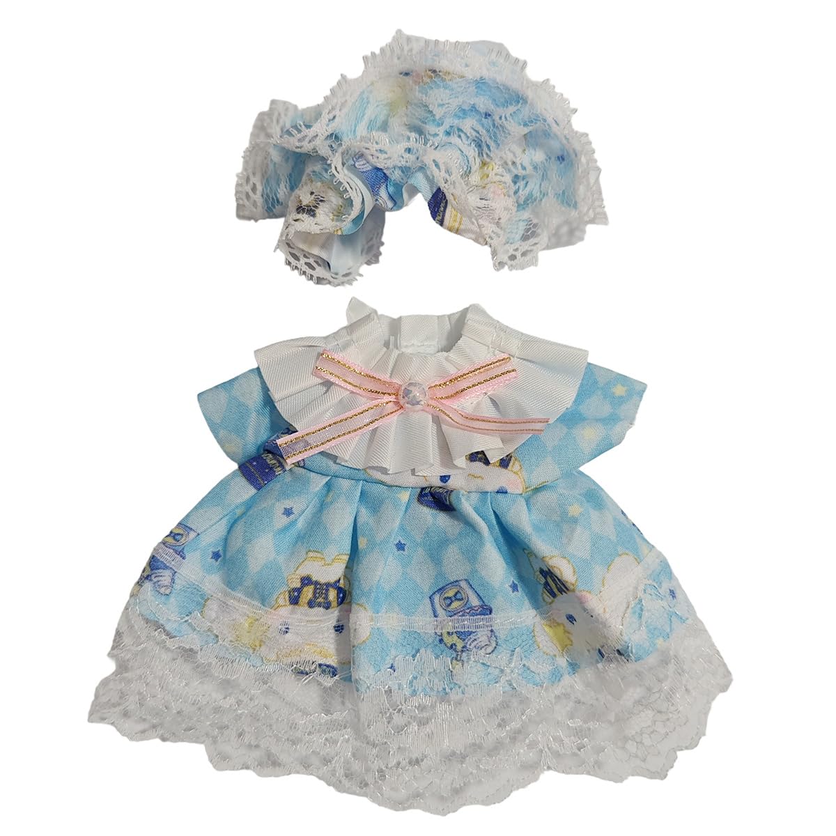TFSUCCE Doll Outfit Set for 17cm Dolls – Premium Blue Head Flower Dress