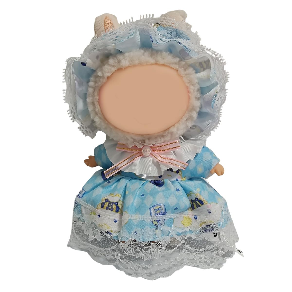 TFSUCCE Doll Outfit Set for 17cm Dolls – Premium Blue Head Flower Dress