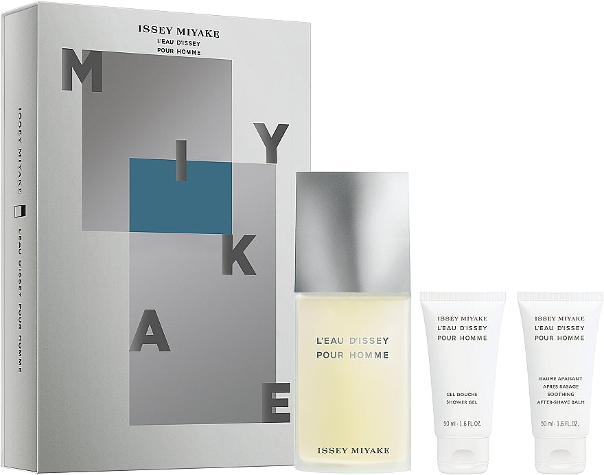 Issey Miyake L'Eau d'Issey Pour Homme Gift Set 125ml EDT + 50ml Shower Gel + 50ml Aftershave Balm Men's Fragrance