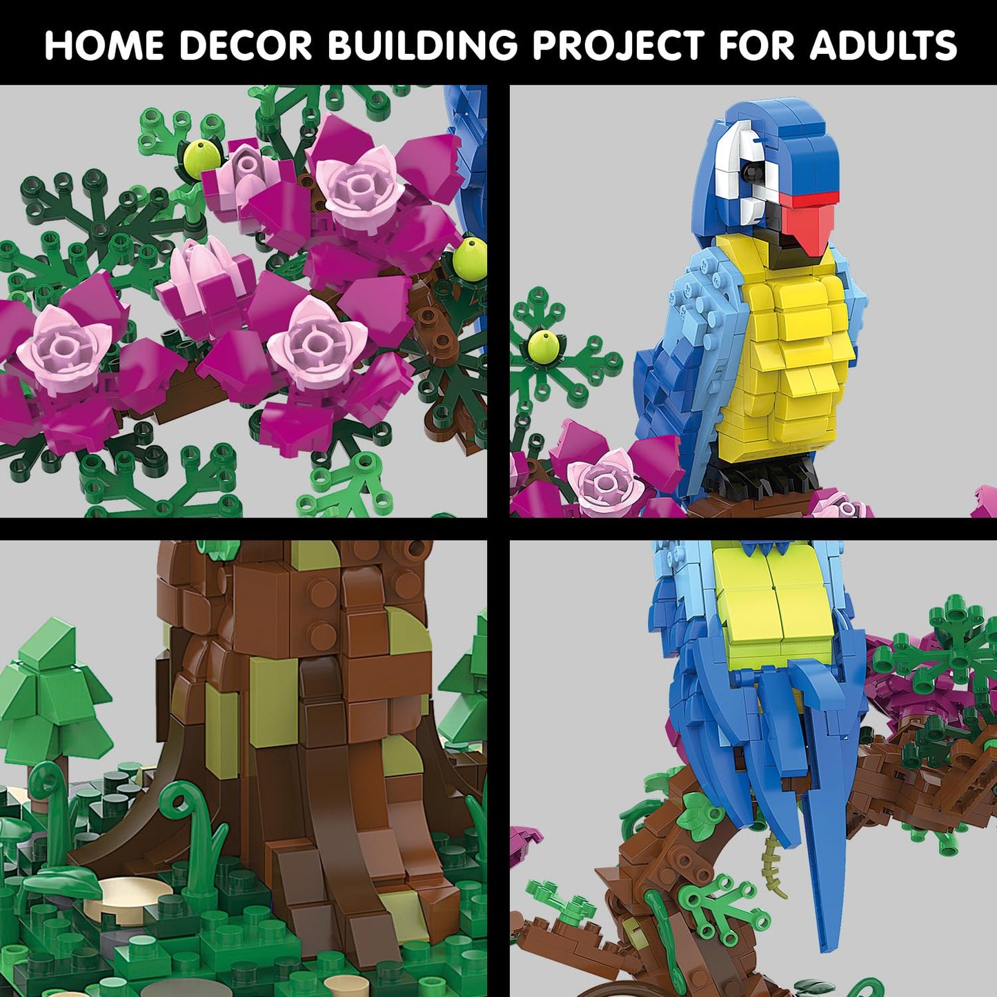 TG BLOCKS Micro Brick Flower Parrot Toy – Micro Building Set for Adults & Teens