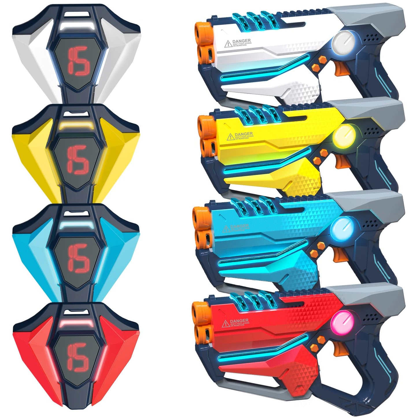 TG BLOCKS Laser Tag Set of 4 — Guns & Vests for Teens & Adults | Group Play
