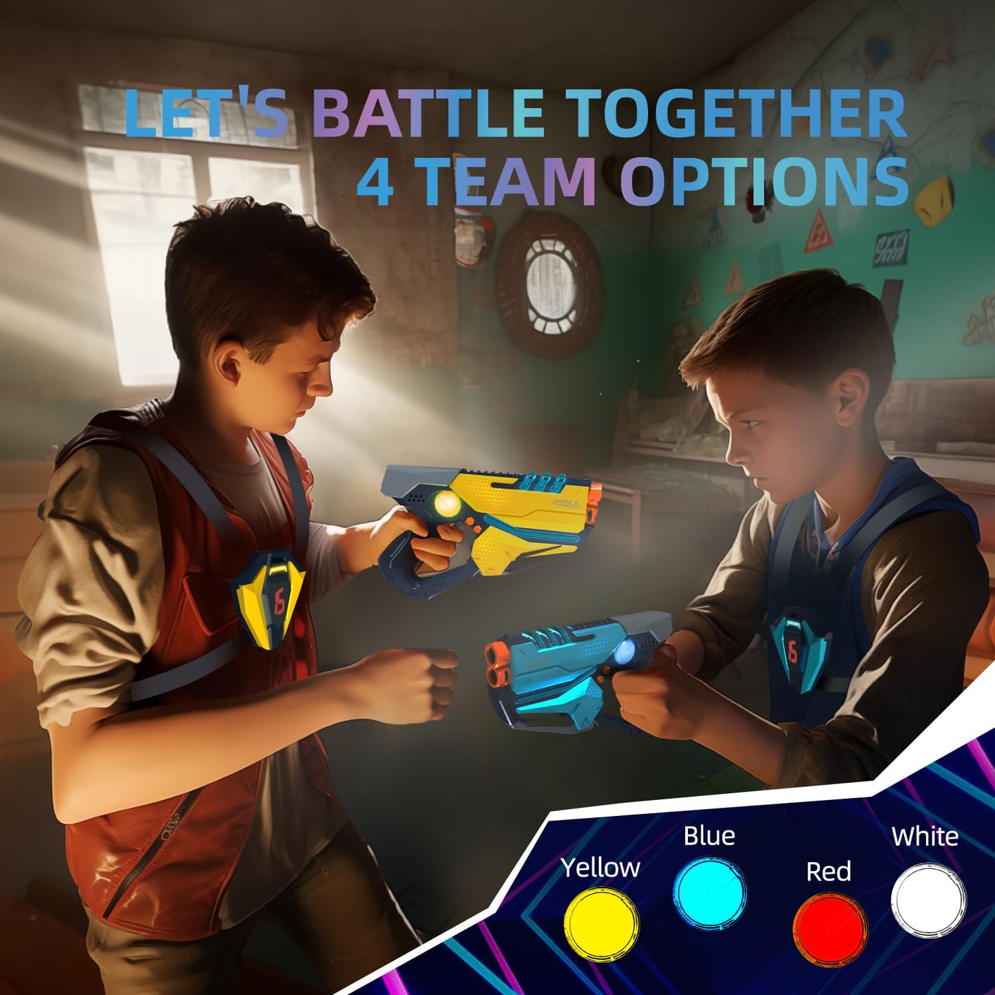 TG BLOCKS Laser Tag Set of 4 — Guns & Vests for Teens & Adults | Group Play