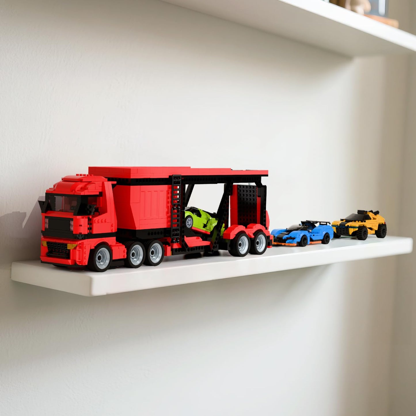 TG BLOCKS Micro Brick Car Transporter – 1736-Piece Building Set with 3 Sports Cars