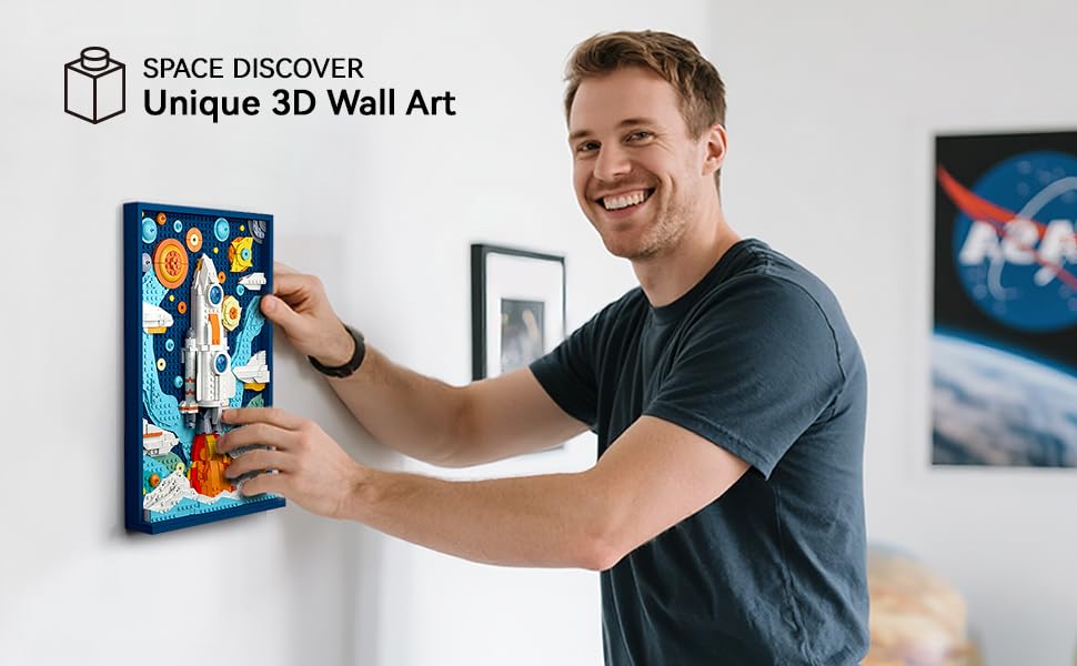 TG BLOCKS Micro Brick Rocket Building Set – 3D Wall Art & Desk Display