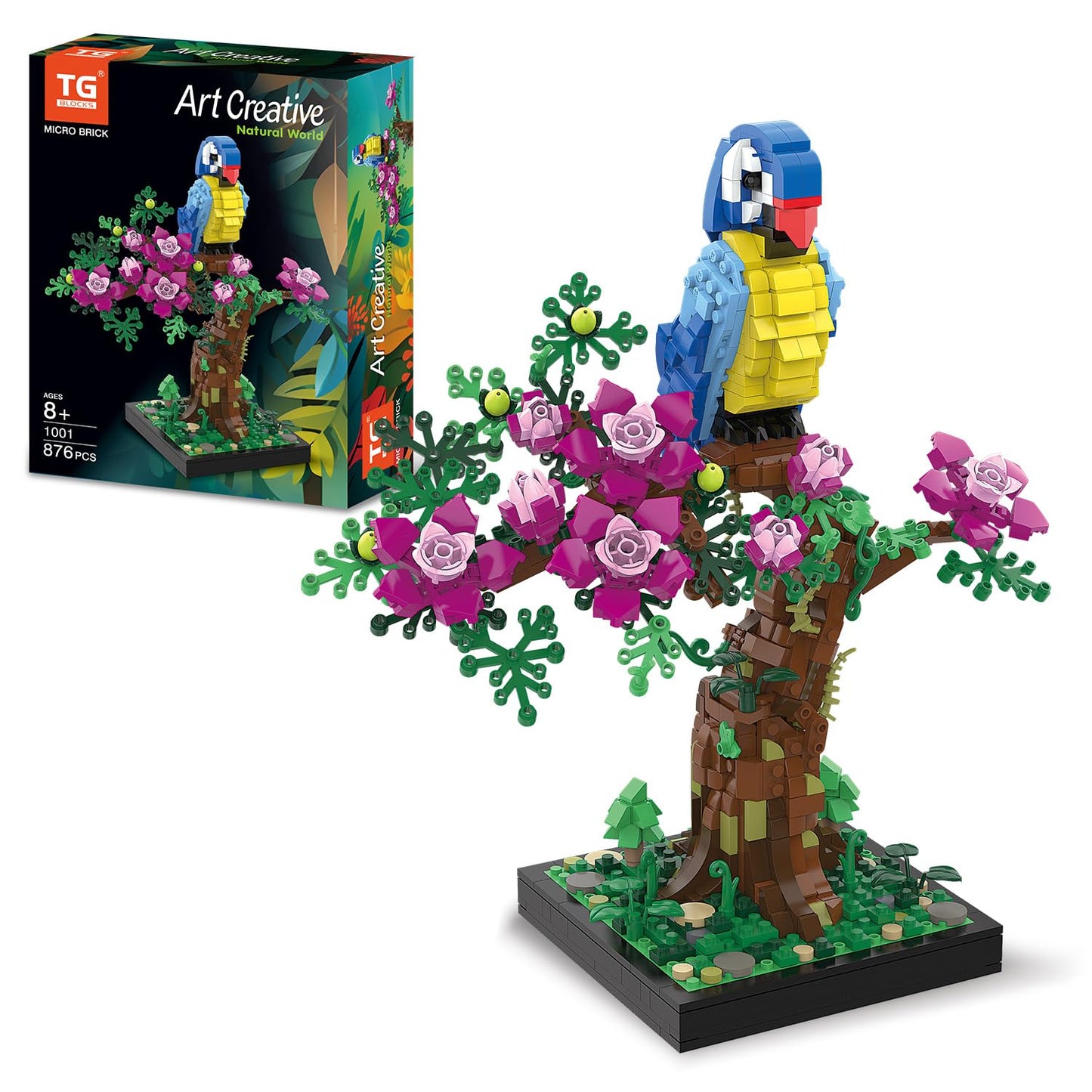 TG BLOCKS Micro Brick Flower Parrot Toy – Micro Building Set for Adults & Teens