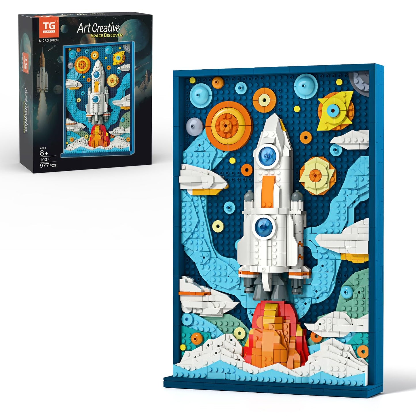 TG BLOCKS Micro Brick Rocket Building Set – 3D Wall Art & Desk Display