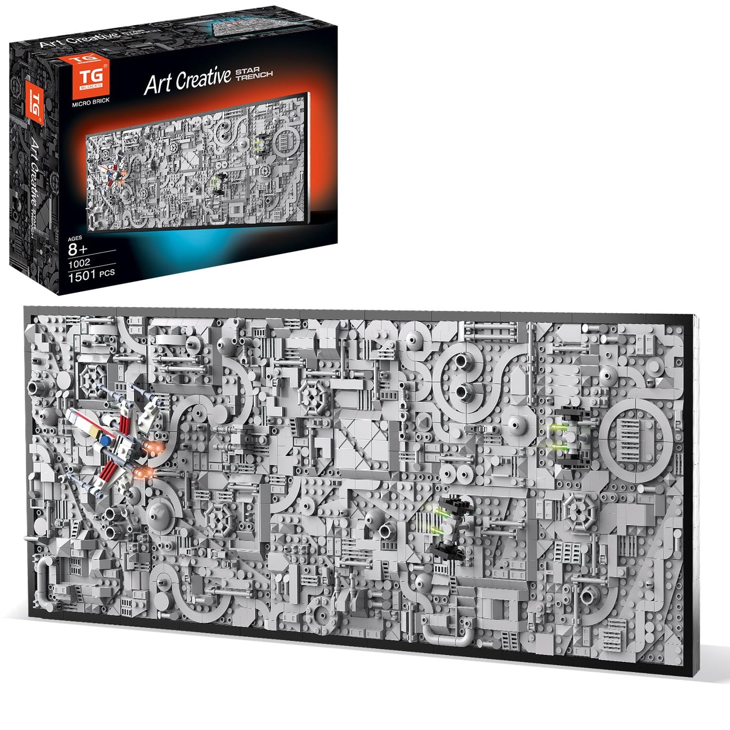 TG BLOCKS Star Trench 3D Wars Run Wall Art Craft Kit — Framed Micro Brick Scene for Teens & Adults