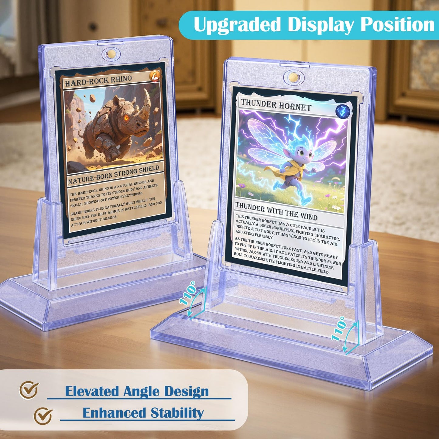 TGBet Magnetic Card Holders for Trading Cards – 50-Pack with 6 Acrylic Stands in 35pt Display
