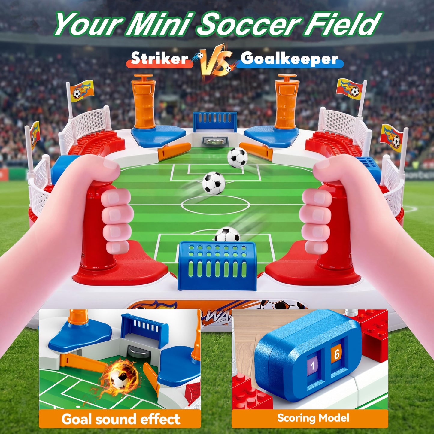 TGHIJKK Sports Interactive Foosball Table — 4-Button Control, Portable, 3-Min No-Tool Assembly