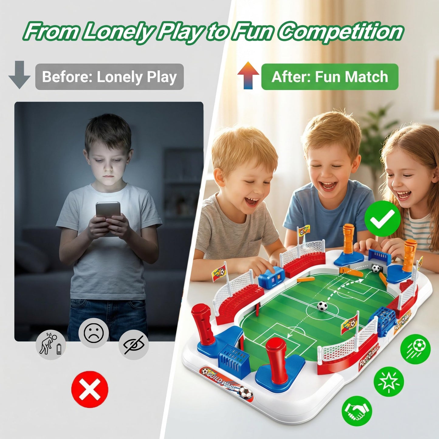 TGHIJKK Sports Interactive Foosball Table — 4-Button Control, Portable, 3-Min No-Tool Assembly