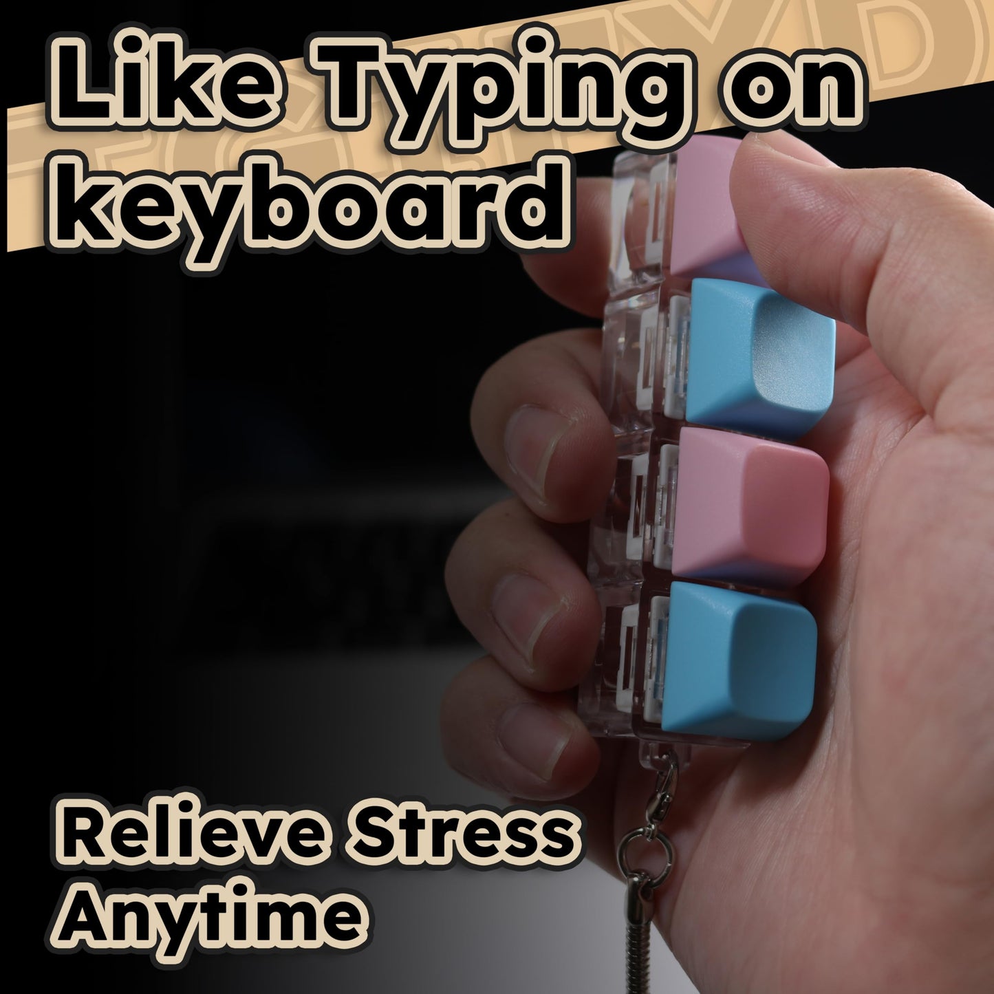 TGIFXD Keyboard Fidgets – 2-Pack Silent & Clicky Fidget Keyboard Keychains