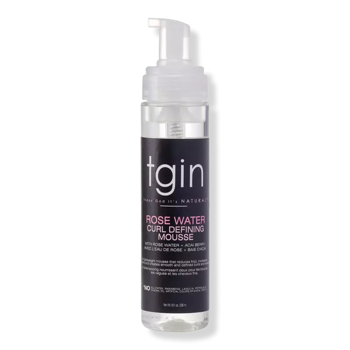 TGIN Rose Water Curl Defining Mousse | Enhances & Defines Curls for Natural Hair | 236ml/7.98 oz