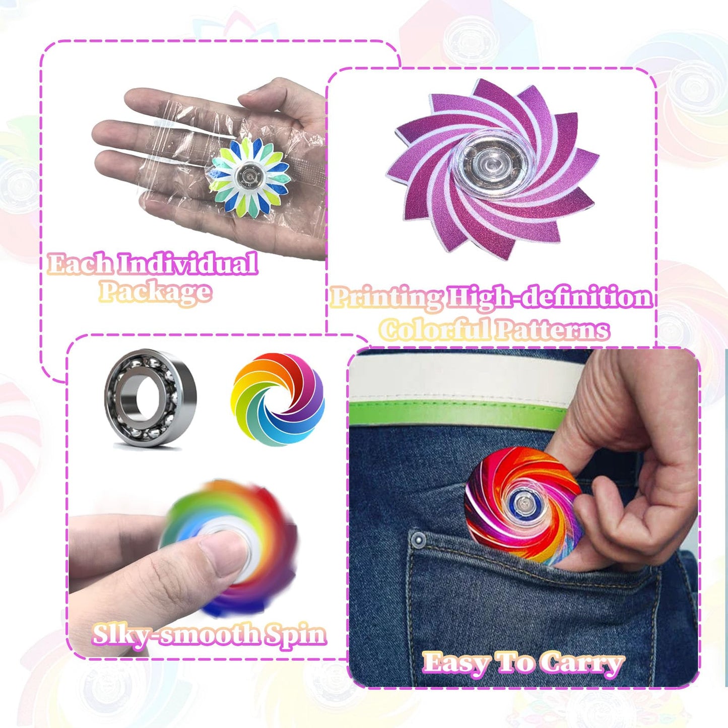 TGIQROVE 40 Pack Fidget Spinners – Colorful Bulk Fidget Toys for Kids & Adults, Stress Relief & Classroom Prizes