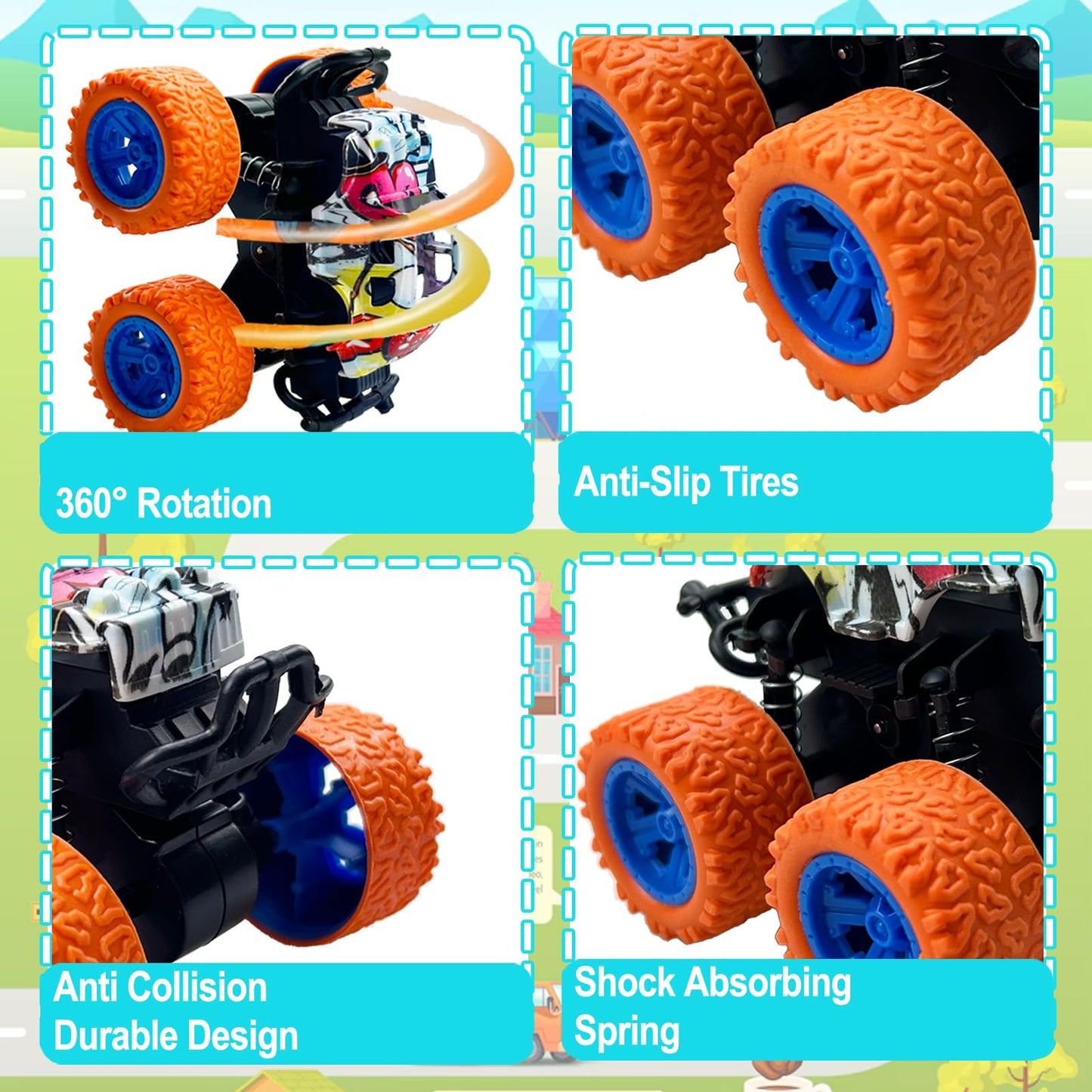TGIQROVE 24 Pack Mini Monster Trucks — Pull-Back Friction-Powered Toys for Kids