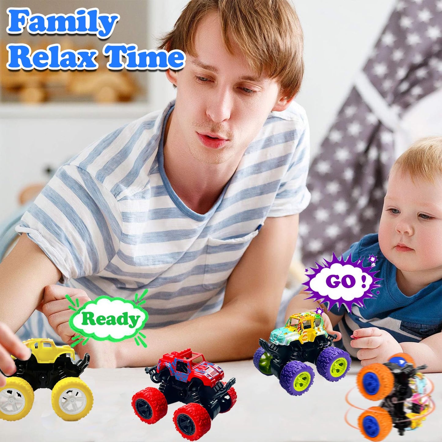 TGIQROVE 24 Pack Mini Monster Trucks — Pull-Back Friction-Powered Toys for Kids