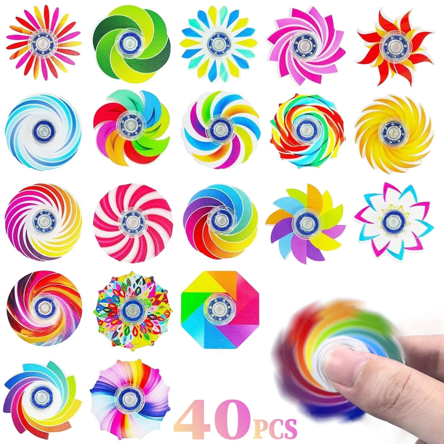 TGIQROVE 40 Pack Fidget Spinners – Colorful Bulk Fidget Toys for Kids & Adults, Stress Relief & Classroom Prizes