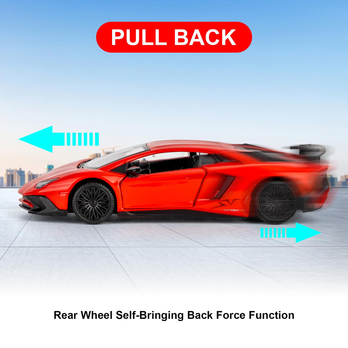 TGRCM-CZ 1/36 Scale Lamborghini Aventador LP700-4 Pull-Back Car – Zinc Alloy, Red