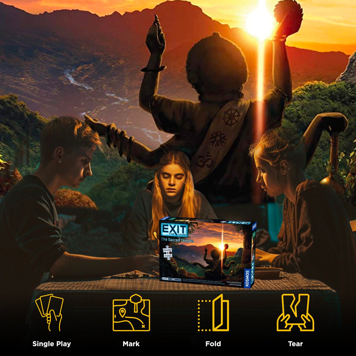 Exit: The Sacred Temple (With Jigsaw Puzzles) | Thames & Kosmos – Family Escape Room Game