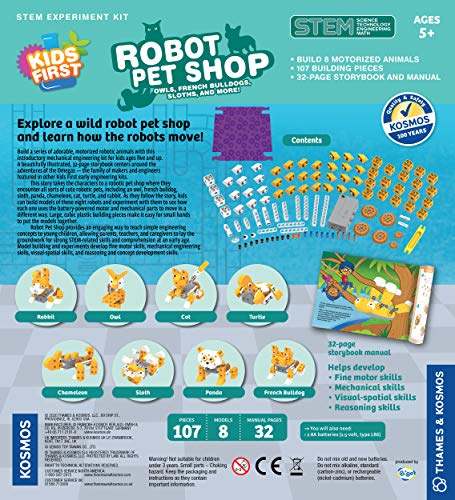 Thames & Kosmos Kids First Robot Pet Shop: 8 Motorized Animal Robots for Young Engineers