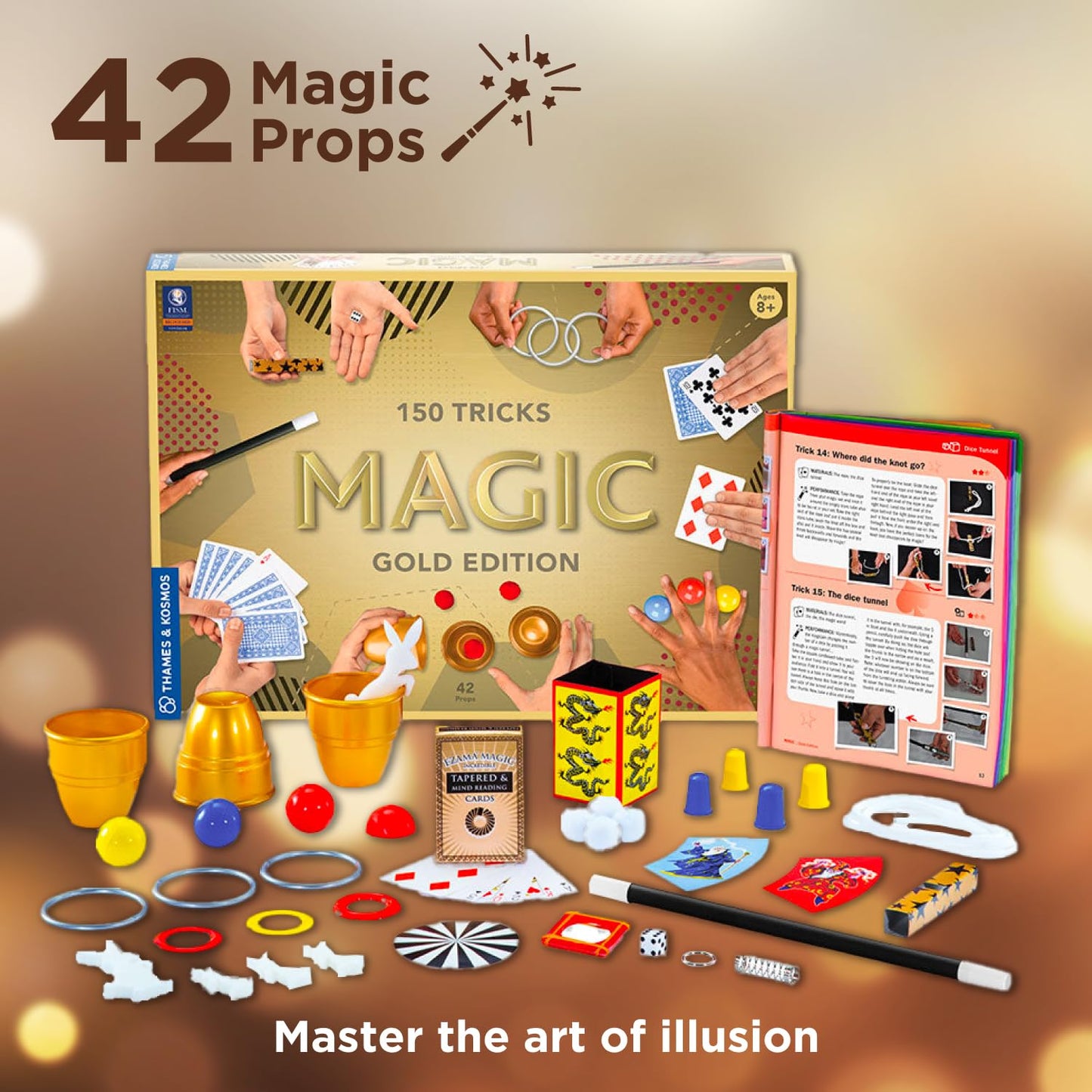 Thames & Kosmos Magic Gold Edition | 150 Tricks, 42 Props, 96-Page Manual + Free Video Tutorials | Ages 8+