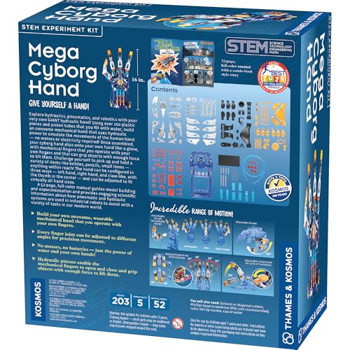 Thames & Kosmos Mega Cyborg Hand STEM Kit | Giant Hydraulic Hand for Pneumatic Learning