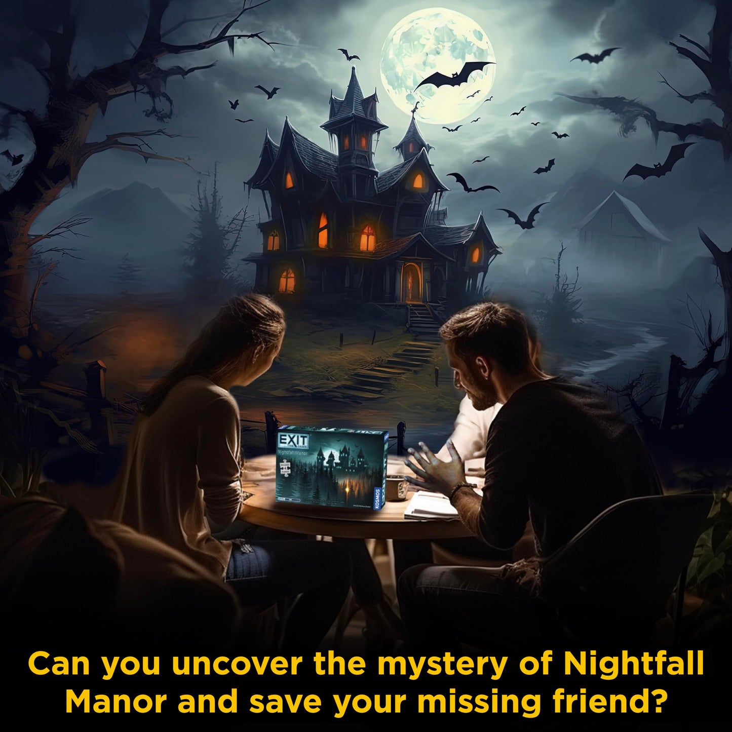 EXIT: Nightfall Manor by Thames & Kosmos | Home Escape Room with Four 88-Piece Puzzles