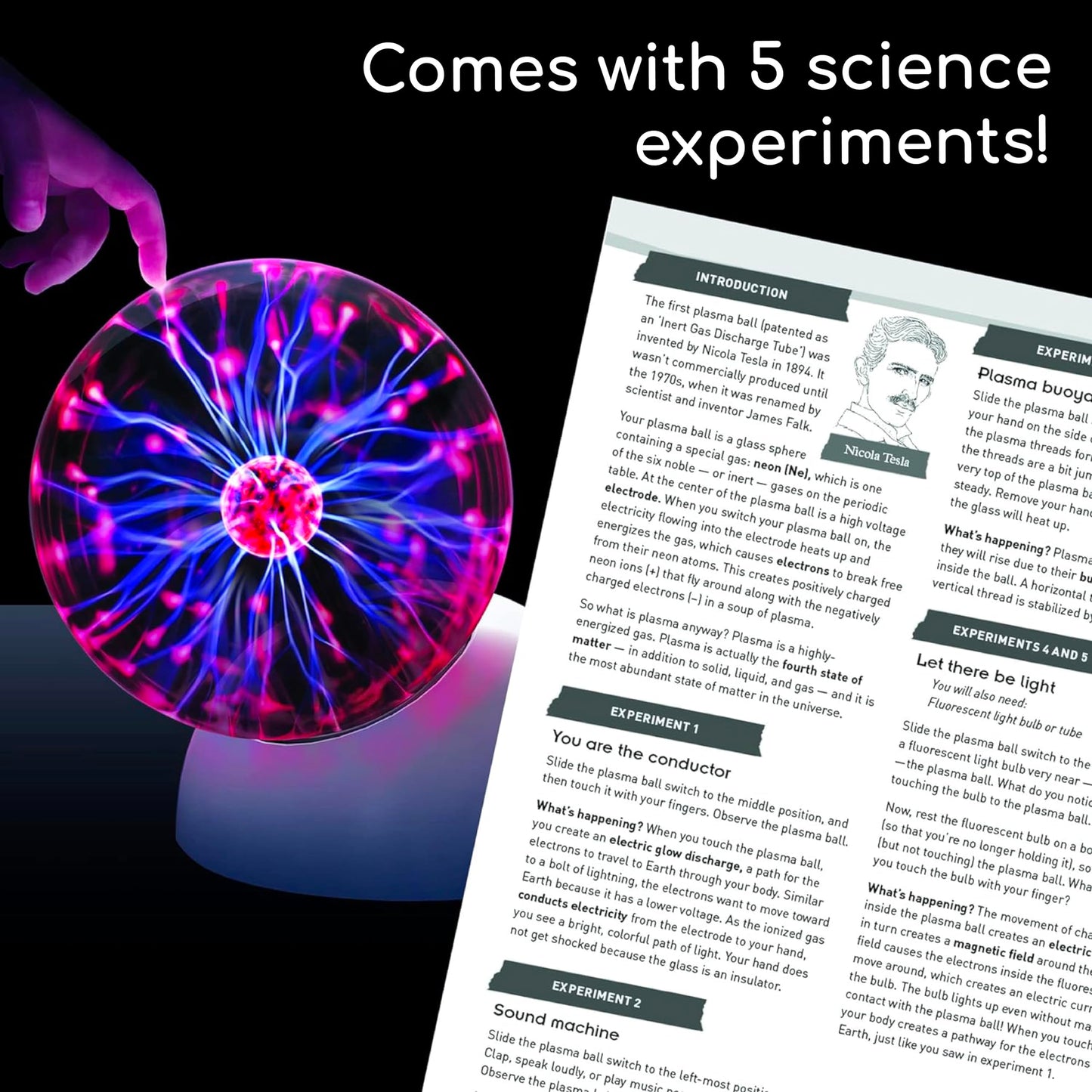 Thames & Kosmos Plasma Ball Essential STEM Tool – Interactive 5-Inch Glass Sphere