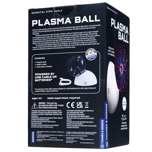 Thames & Kosmos Plasma Ball Essential STEM Tool – Interactive 5-Inch Glass Sphere