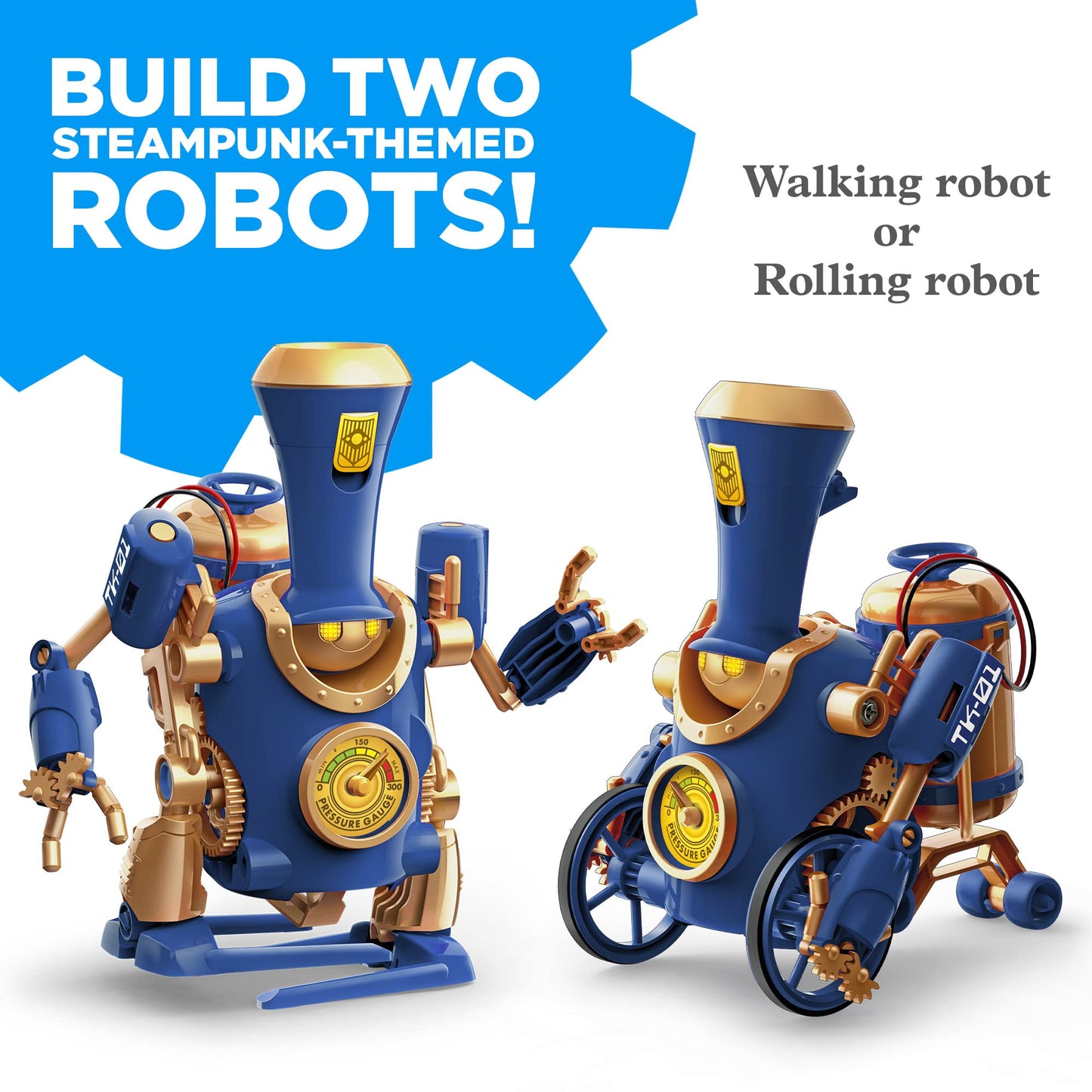 Thames & Kosmos TrainBots: 2-in-1 STEAM Maker Kit | Build Rolling Train & Walking Robot with LED Steam | Ages 8+