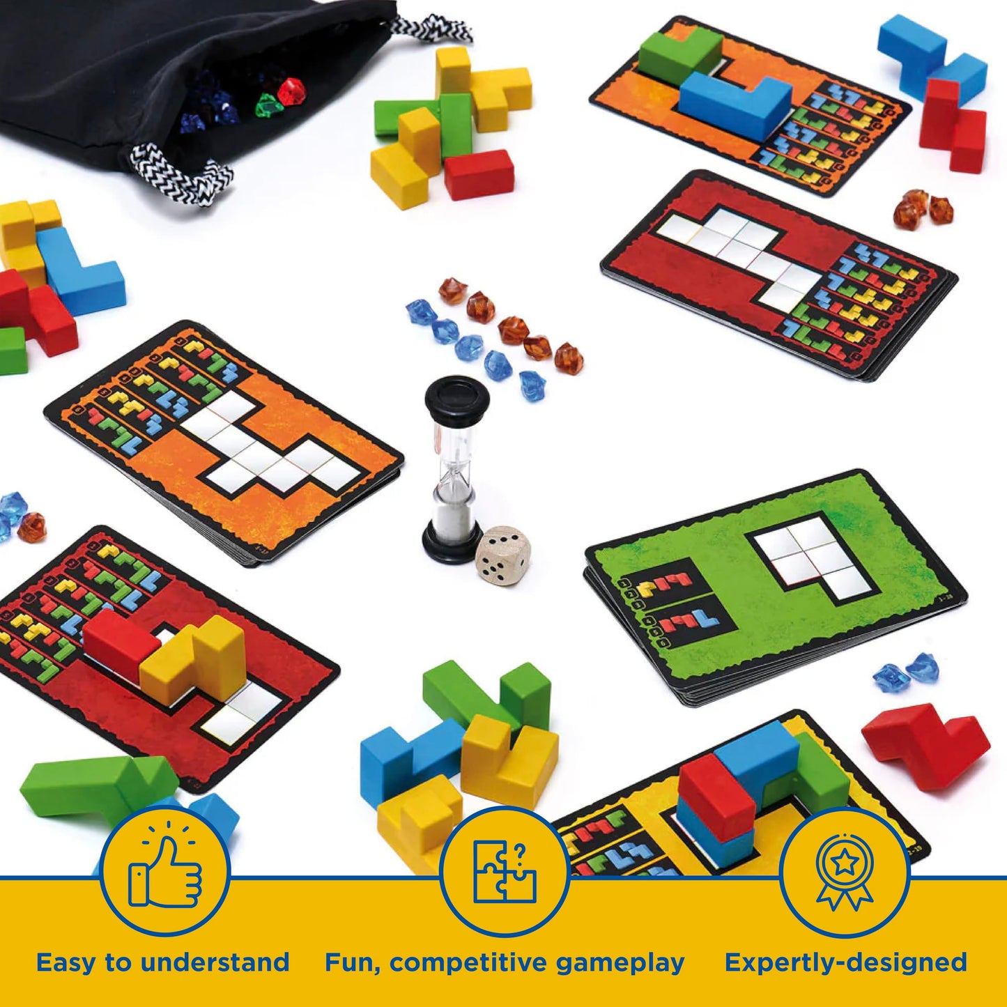Ubongo 3D by Thames & Kosmos – 3D Geometric Puzzle Game for 1–4 Players, Ages 8+, Made in Germany