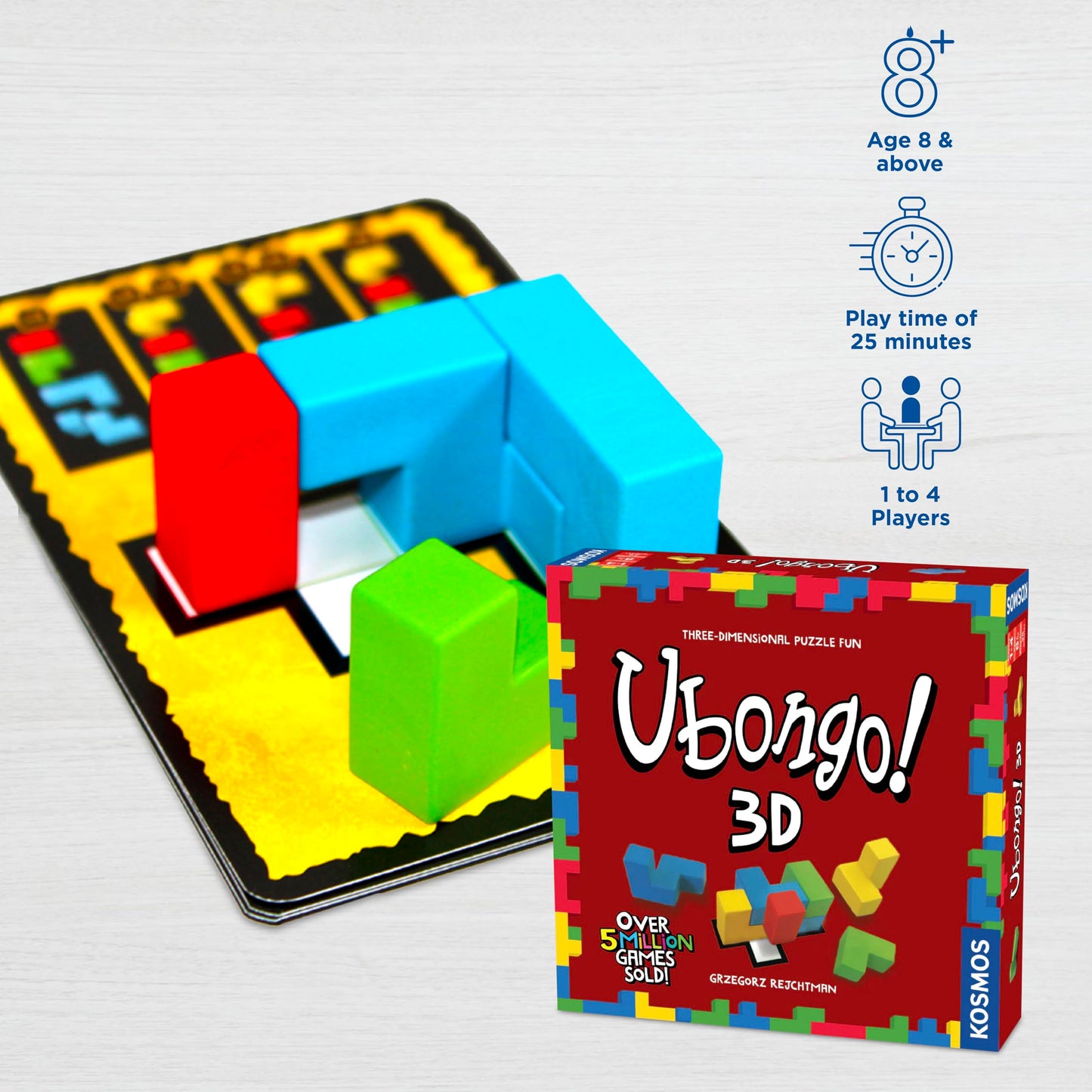 Ubongo 3D by Thames & Kosmos – 3D Geometric Puzzle Game for 1–4 Players, Ages 8+, Made in Germany