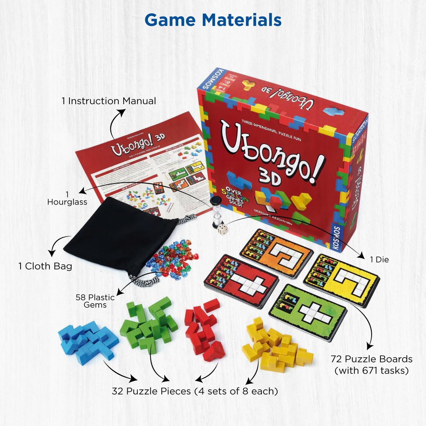Ubongo 3D by Thames & Kosmos – 3D Geometric Puzzle Game for 1–4 Players, Ages 8+, Made in Germany