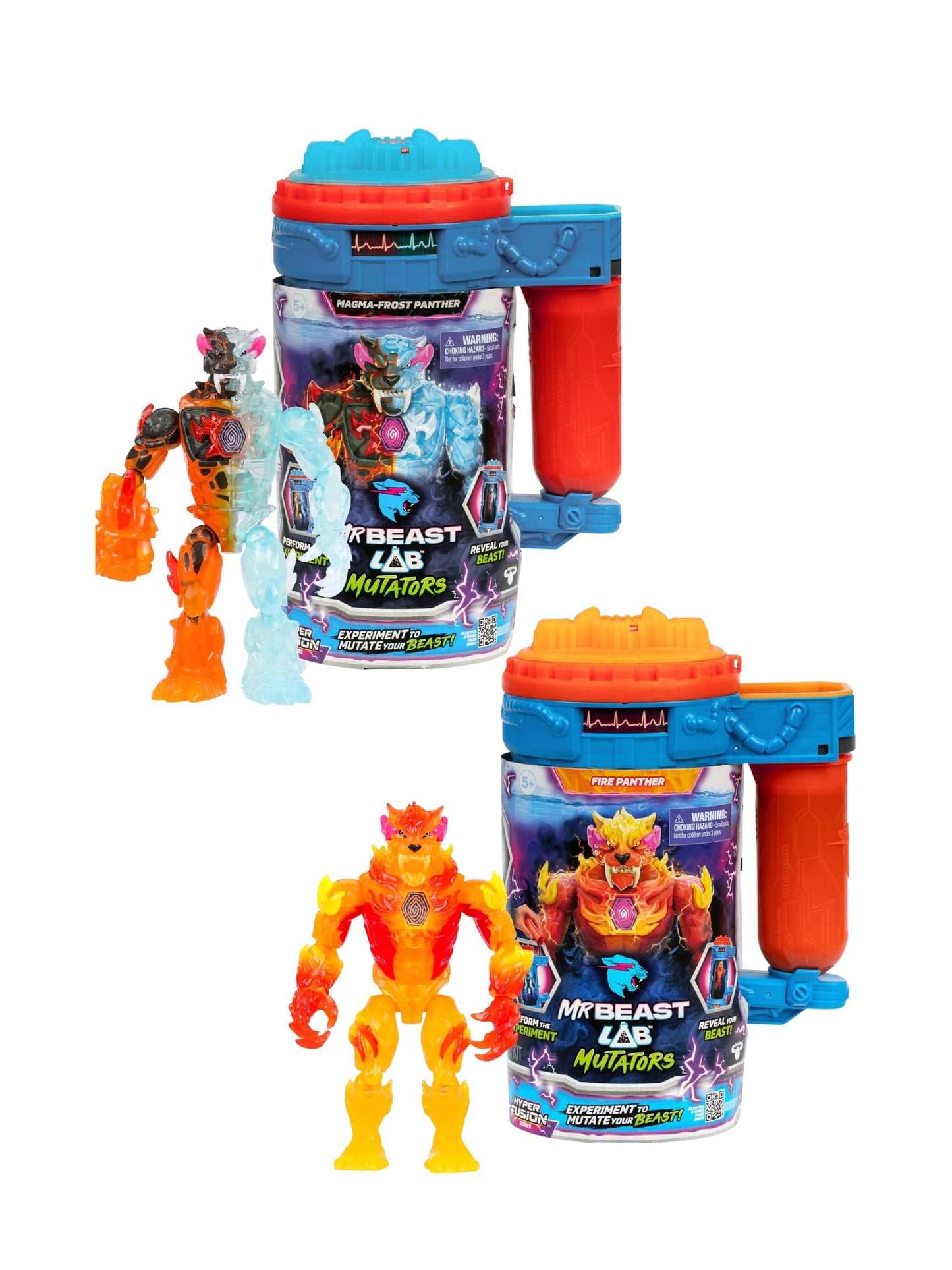 Mr. Beast Lab Mutation Chamber Fire Panther & Hyper Fusion Mutators 2-Pack — Magma-Frost Panther 5.5-Inch Figure | Tharos Distribution