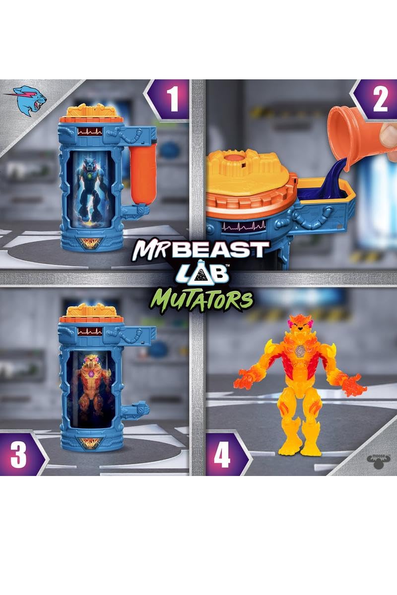 Mr. Beast Lab Mutation Chamber Fire Panther & Hyper Fusion Mutators 2-Pack — Magma-Frost Panther 5.5-Inch Figure | Tharos Distribution