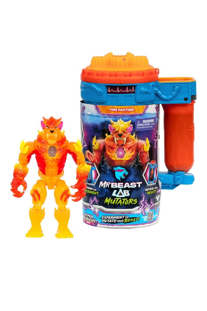 Mr. Beast Lab Mutation Chamber Fire Panther & Hyper Fusion Mutators 2-Pack — Magma-Frost Panther 5.5-Inch Figure | Tharos Distribution