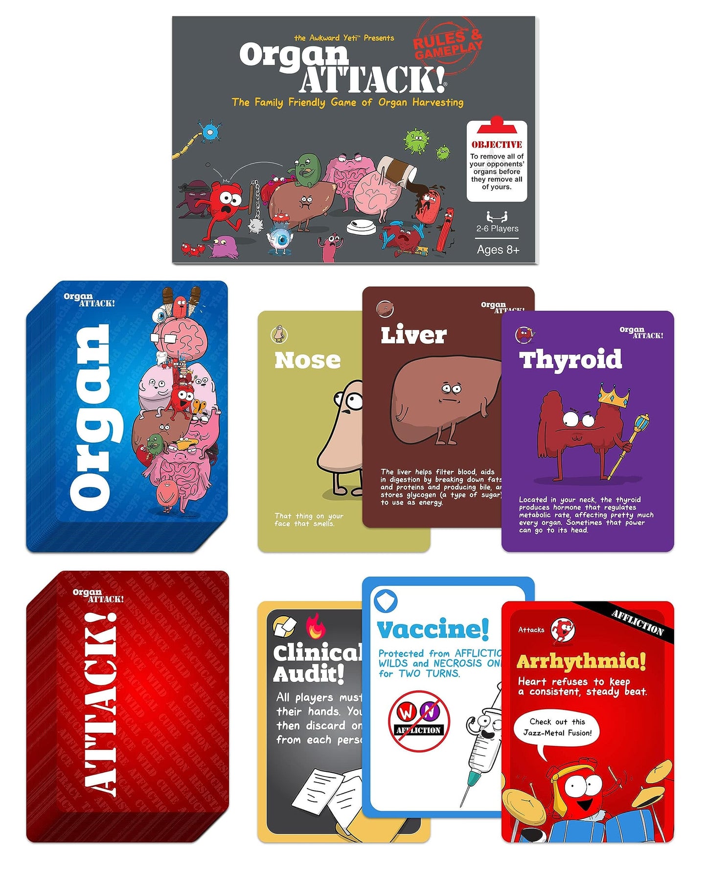 Organ ATTACK! by The Awkward Yeti – Funny Anatomy Card Game for Family Night (Ages 8+) | 2–5 Players