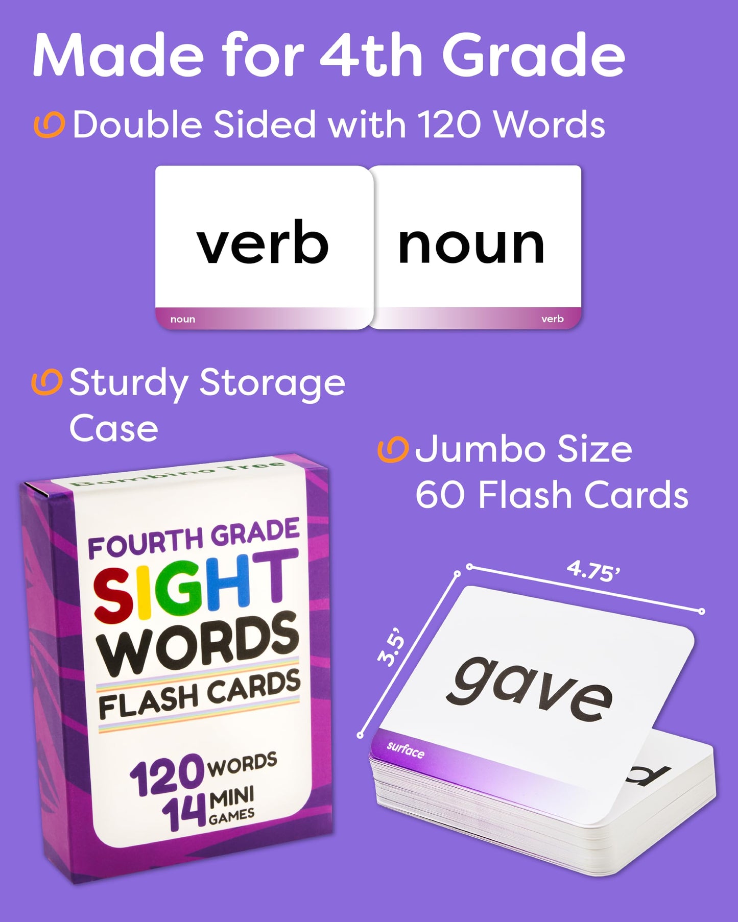 Sight Words Flash Cards 4th Grade – 120 High-Frequency Words (Dolch & Fry) | The Bambino Tree