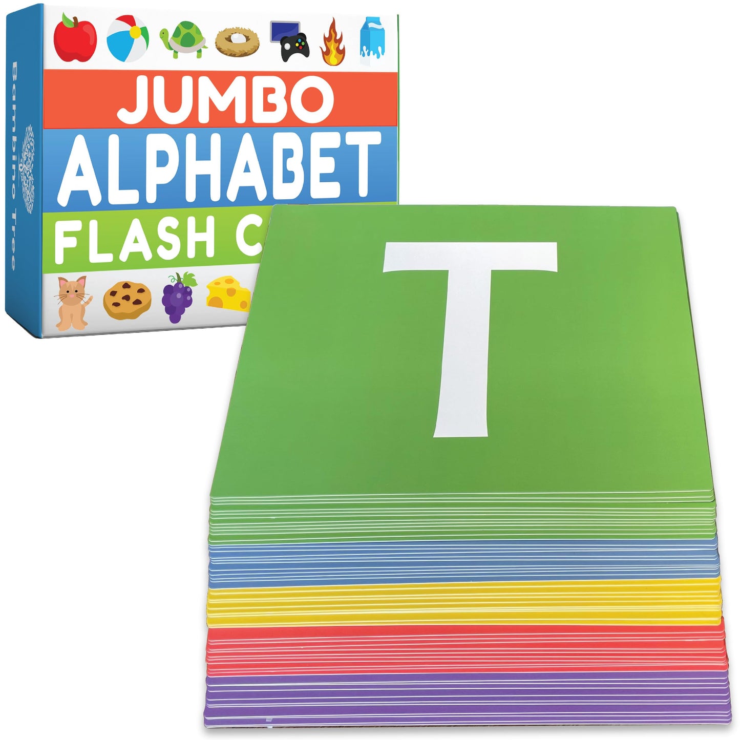 THE BAMBINO TREE Jumbo Alphabet Flash Cards – 11x8 Big Thick ABC Cards for Ages 3–6 | XL Classroom Size